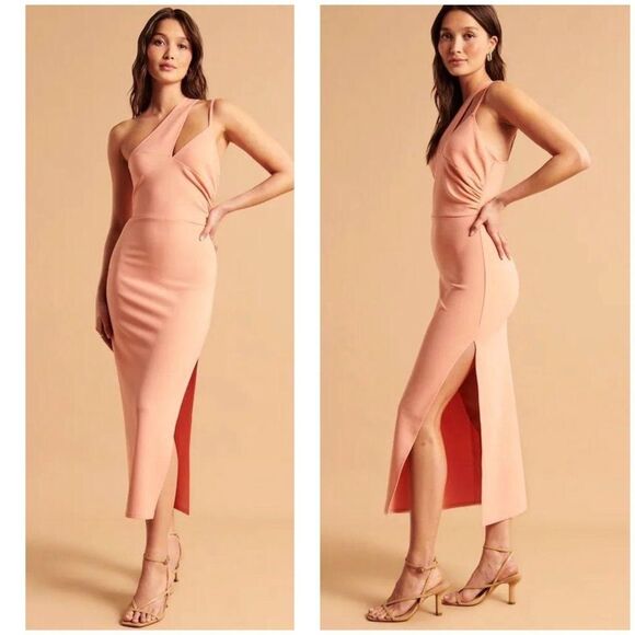 Abercrombie & Fitch Dresses & Skirts - Abercrombie & Fitch Formal Dress Size XL Peach Salmon Shoulder Detail